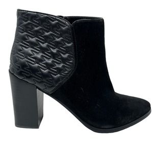 NEW! Nine West Side Zip Suede Boot Bootie Casual Black Quilted - 9.5